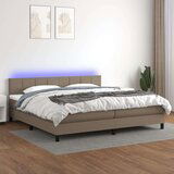  Box spring postelja z vzmetnico LED taupe 200x200 cm blago, (20897314) | Shoptok.si