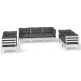 Maison Chic Seti vrtnega pohištva - Vrtna garnitura - Vrtni pohištvo set 7-delna z blazinami trdna borovina, (21803516) | Shoptok.si