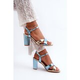Boto Eco Leather Sandals with Block Heel in Blue-Gold Abilica | shoptok.hr