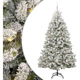 vidaXL Umestno božično drevo Zelena in Bela 210 cm PVC in kovina | Shoptok.si