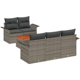 vidaXL Set vrtnih sofa od 6 dijelova s jastučićima sivi poli ratan akacija, Dvojnici vrtni sofa s odlaganjem i jastučićima sivi poli ratan Cijene