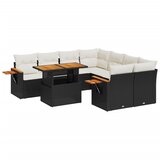 Maison Chic Seti vrtnega pohištva - Vrtna garnitura - Vrtni pohištvo set 9-delna z blazinami črn poli ratan, (21804527) | Shoptok.si