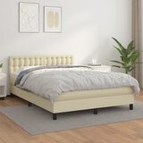  s oprugama i madracem krem 140 x 190 cm od umjetne kože | shoptok.hr
