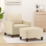  The Living Store Fotelj s stolčkom za noge krem 60 cm blago - Kavč S Stolčkom Za Noge, (21485073) Cene