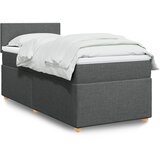 vidaXL Box spring postelja z vzmetnico temno siva 90x200 cm blago | Shoptok.si