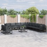 vidaXL Vrtna sedežna garnitura 12 pcs Črna 70 x 70 x 32 cm Aluminij | Shoptok.si