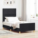  Krevetna konstrukcija s uzglavljem Crna 90 x 190 cm tkanina | shoptok.hr