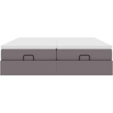 vidaXL Otomanski posteljni okvir z vzmetnicami siv 200x200cm um. usnje | Shoptok.si