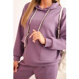 Kesi Włoski Women's set butter hoodie with pants with a belt purple | Shoptok.si