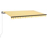 vidaXL Ročno zložljiva tenda z LED lučmi 450x300 cm rumena in bela | Shoptok.si