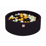 MeowBaby Bazen z žogicami, 90x30 cm z 200 žogicami, bombaž, črna: črna/rumena/svetlo zelena, (21289308) | Shoptok.si