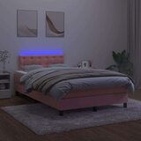  Krevet box spring s madracem LED ružičasti 120x200cm baršunasti | shoptok.hr
