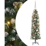  Umjetno vitko božićno drvce s stalakom Zelena i bijela 120 cm | shoptok.hr