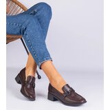 Gemre Brown women's heeled shoes with metallic decoration Sopolino | Shoptok.si