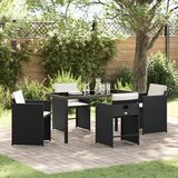 vidaXL 5-delni set jedilnih garnitur z blazinami Črna Poli ratan | Shoptok.si