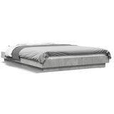 Maison Chic posteljni okvir - dvoposteljna postelja - zakonska postelja z led lučkami betonsko siv 120x200 cm inž. les, (21697298) | Shoptok.si