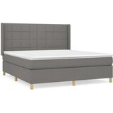  Box spring postelja z vzmetnico temno siva 160x200 cm blago, (20790381) | Shoptok.si