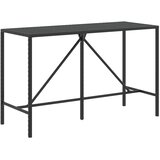 vidaXL Barska miza s stekleno ploščo črna 180x70x110 cm poli ratan, (20665524) | Shoptok.si