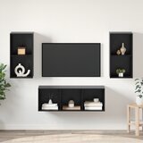 vidaXL Set TV stalka s policom Zidne 3 pcs Crni hrast 37 x 37 x 107 cm | shoptok.hr