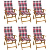  Sklopive stolice 6 kom s jastucima od punog bagremovog drveta Smeđa 120 x 50 x 3 cm | shoptok.hr