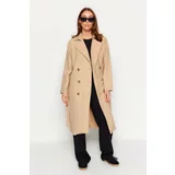 Trendyol Beige Belted Button Closure Trench Coat TWOAW24TR00063