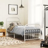 Maison Chic Kovinski Posteljni okvir - Enojna postelja - Postelja za odrasle z vzglavjem in vznožjem bel 75x190 cm, (21695556) | Shoptok.si