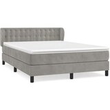 vidaXL Box spring postelja z vzmetnico svetlo siv 140x190 cm žamet | Shoptok.si