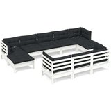  Vrtna sedežna garnitura 10-delna z blazinami bela borovina, (21087819) | Shoptok.si