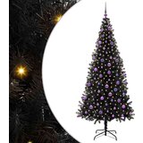  Božićno drvce s 300 LED svjetlima s stalakom Crna 210 cm PVC | shoptok.hr