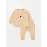 LC Waikiki Crew Neck Long Sleeved Baby Boy Plush Cardigan and Trousers 2-piece Set