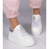 Gemre White sneakers with a silver insert and stiletto with rhinestones Floura | shoptok.hr