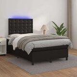  Box spring s madracem LED crni 120x200cm od umjetne kože Cijene