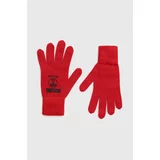 Moschino Volnene rokavice ženski, rdeča barva