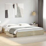 Maison Chic Posteljni okvir - Dvoposteljna postelja - Zakonska postelja s predali sonoma hrast 180x200cm inženirski les, (21694359) | Shoptok.si