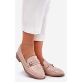 Boto Lacquered Women's Moccasins With Decorative Buckle Beige Mollan | Shoptok.si