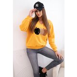 Kesi Women's sweatshirt with a V-neck and velvet leaf mustard | shoptok.hr