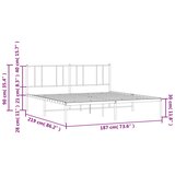 Metalni okvir za krevet s uzglavljem bijeli 183x213 cm | shoptok.hr