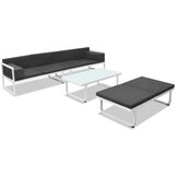 vidaXL 4-Dijelna vrtna garnitura s jastucima aluminijska crna | shoptok.hr