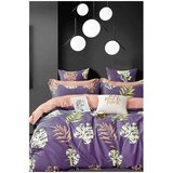 Mila Home Ljubičasta pamučna posteljina za bračni krevet/za produženi krevet s uključenom plahtom/4-dijelna 200x220 cm Leaves – Cijene
