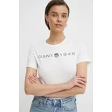 Gant Bombažna kratka majica ženski, bež barva