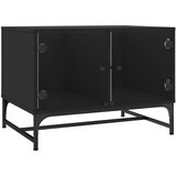 The Living Store Klubska mizica s steklenimi vrati črna 68,5x50x50 cm - Klubska Mizica, (21448404) | Shoptok.si