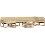  Set vanjskih sofa 8 pcs Bijela i bež Čvrsto drvo akacije | shoptok.hr