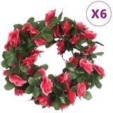  Božićni cvjetni vijenci 6 kom s proljetnim ružama crveni 250 cm | shoptok.hr