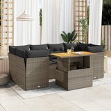 Maison Chic Seti vrtnega pohištva - Vrtna garnitura - Vrtni pohištvo set 7-delna z blazinami siv poli ratan, (21803045) | Shoptok.si