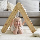 MeowBaby Svetlo modra/naravni borov les trikotnik 61x60x60 cm Montessori - | Shoptok.si