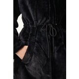  Women's Black Zipper Oversize Furry Plush Coat | Eponuda.ba
