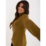 Fashion Hunters Olive green loose turtleneck sweater with patterns