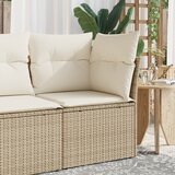 Maison Chic Vrtni kotni kavč - Zunanji kavč z blazinami bež poli ratan, (22040749) | Shoptok.si