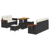 vidaXL 8-dijelni vrtni sofa set s jastučićima Crni Poli ratan Akacija, 3-dijelni vrtni set za blagovanje s jastučićima Crni Poli ratan Akacija Cijene