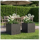 vidaXL Vrtna saksija 2 kom. Crna 50 x 50 x 49 cm Čelična vrata - Crna 50 x 50 x 49 cm 2 | shoptok.hr